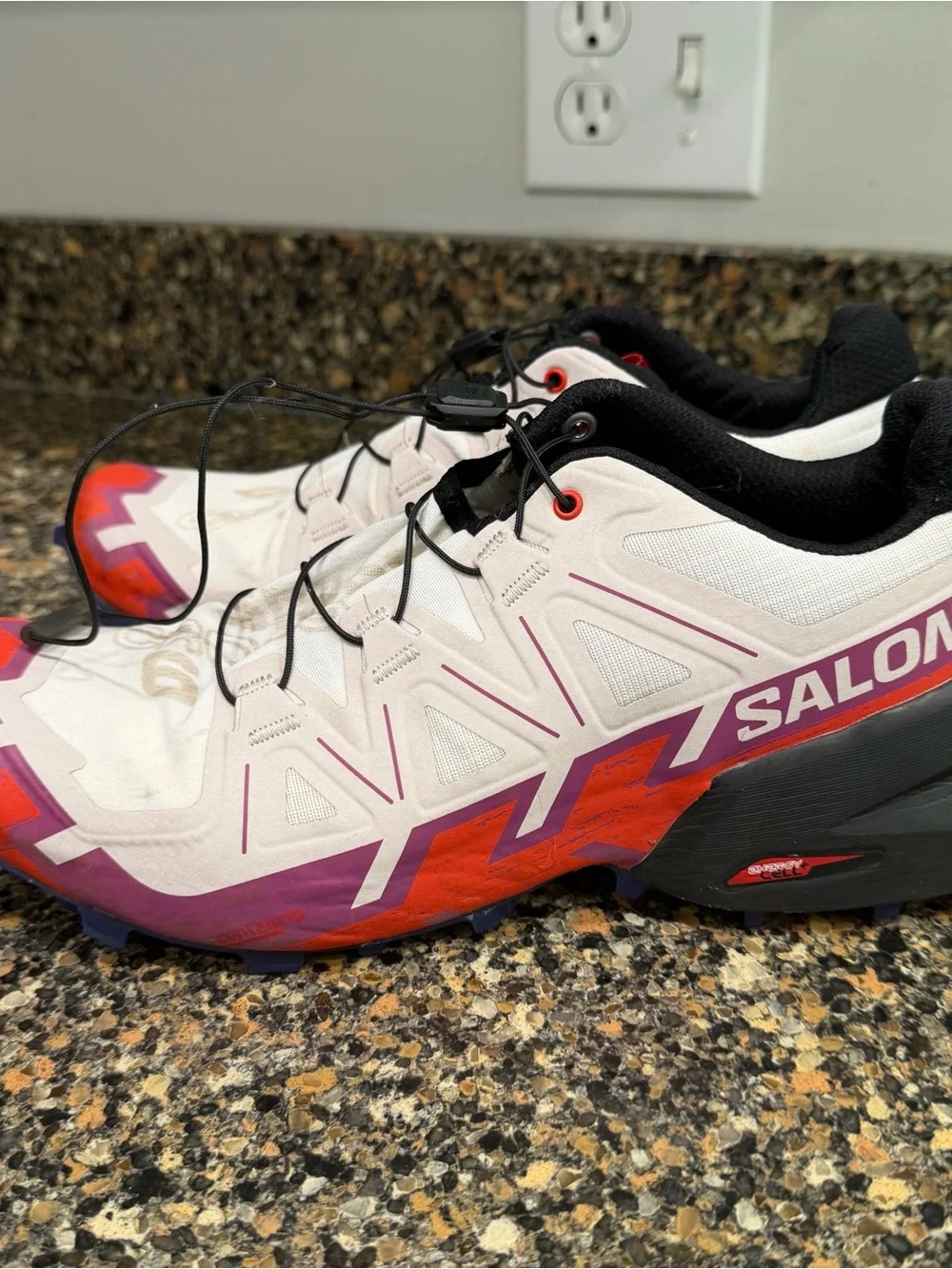 Salomon Women's White Purple Red Athletic Trail Shoes